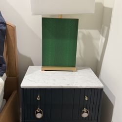 Set Of 2 Marble Top Nightstands 