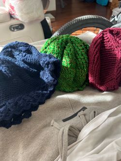 Handmade Knit Beanies Set of 3