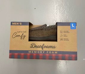 Dearfoams Men's Memory Foam Moccasin Slippers - Brand New (Size L 11-12)