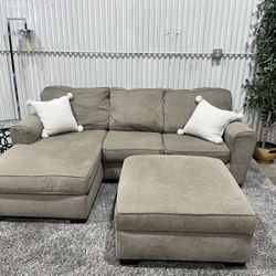 Sectional Sofa Couch - Chaise Lounge - Padded Storage Ottoman - Cleaned - Comfy - Delivery Available