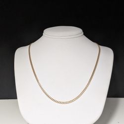Yellow Gold 24.5 Inch 3mm Cuban Link Chain weighing 6.3 Grams and 10kt