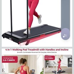 Walking Pad with Handle Bar and Incline, 3.0HP Under Desk Treadmill for Home Small Space, 0.6-7.6MPH Portable Walking Pad Treadmill with Handles, 350L