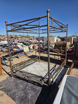 Queen Size Bed Frame Metal Canopy