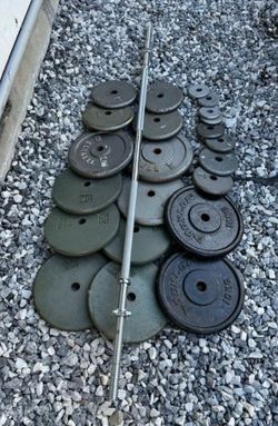 Weight plates 309 lbs plus bar