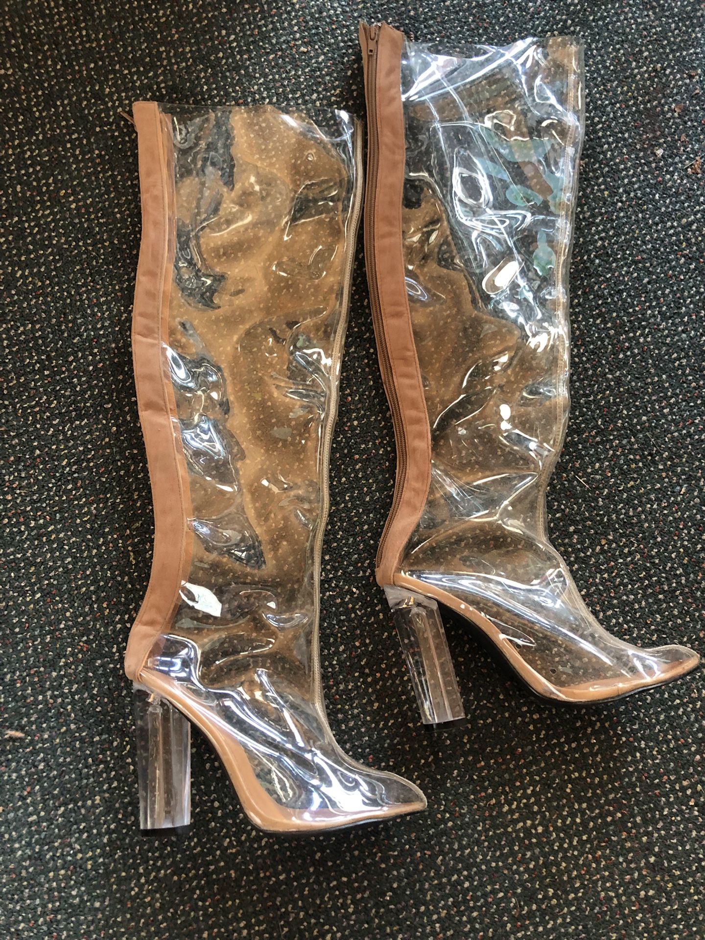 Shoe republic, clear, mid thigh boots