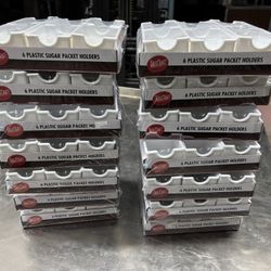 New 6 Pack Tablecraft Sugar Packet Holders White Plastic Restaurant Display Coffee Shop Bar Beverage Center