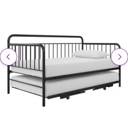 Metal frame twin-size Daybed/ Sofa Bed Set. Pull out twin-size pop-up bed. (Includes 2-Twin mattresses) 