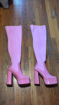 Pink Platform Thigh High Boots