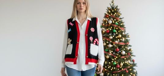 New Christmas Candy Sweater Knit Vest Holiday Sweater Women’s Sz Small NWT