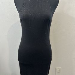 Speechless Black Sleeveless Mock-Neck Mini Dress with Subtle Sparkle