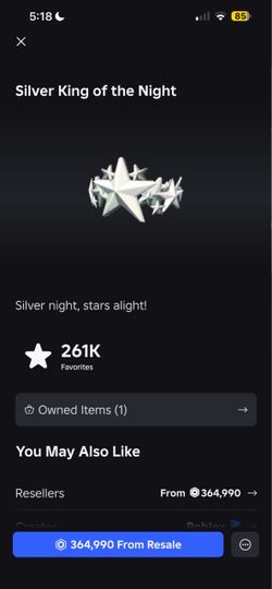 Silver King of the Night ROBLOX limited | READ DESC