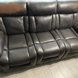 Leather Reclining Sofa Set As Is