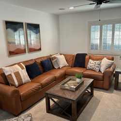 Real Leather Sectional Couch- Very Good Condition!