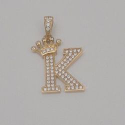 Letter k pendant gold yellow gold crown charm 10k