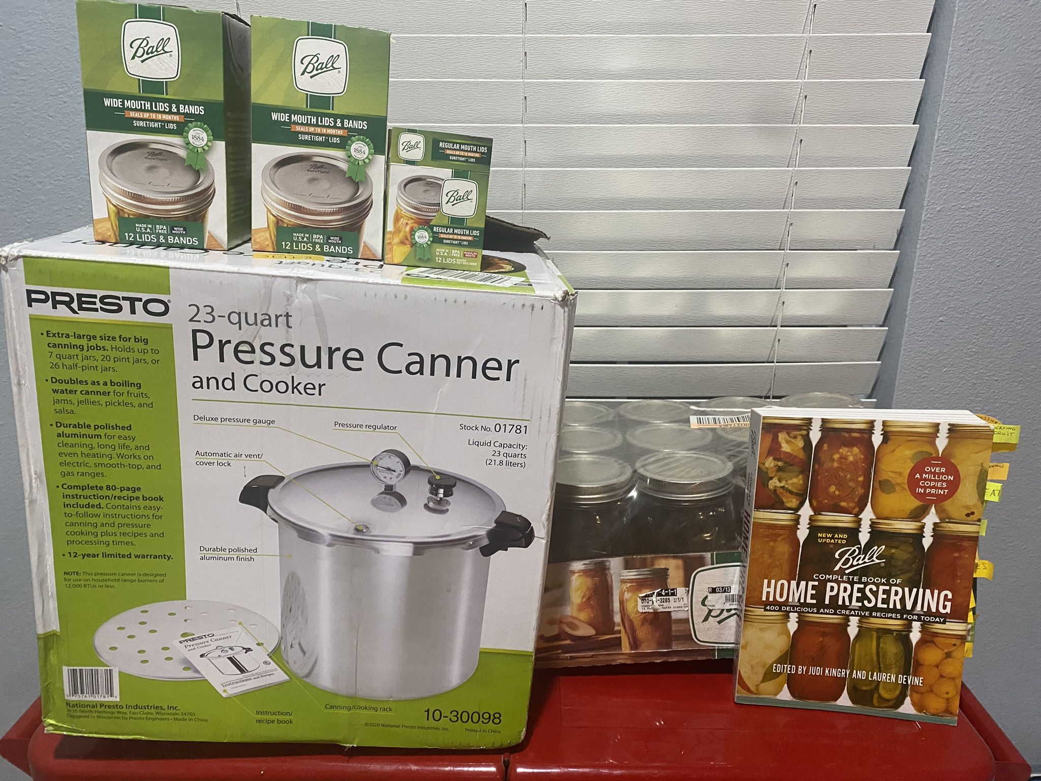 Presto 23 Qt Pressure Canner & Cooker With Jars, Lids & Ball Canning