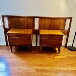 Mid Century Dixie King Headboard With 2 Nightstands 