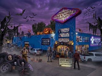 Scary Good Custom Rides Start Here! 🎈🔪 From Michael Myers to Pennywise, the biggest icons in horror are gathering at Phoenix Tires & Wheels Outlet!