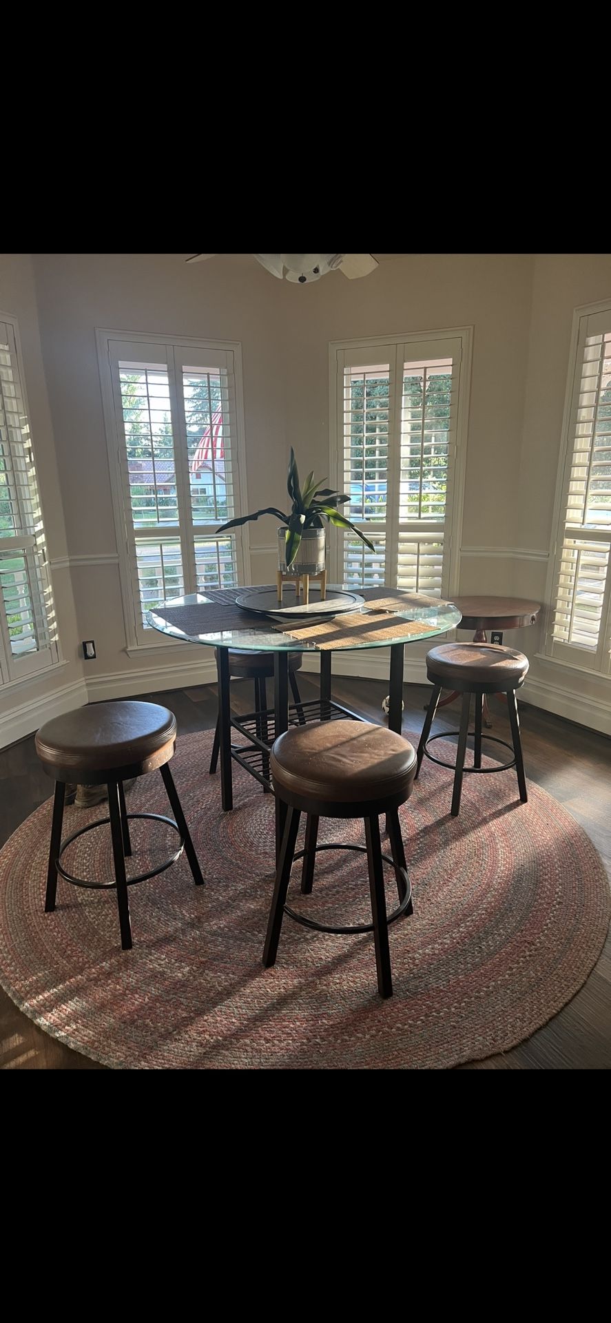 Glass Pub Table - 6 Bar Stools