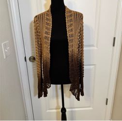 NWOT Boston Proper Brown Hombre Open Knit Cardigan