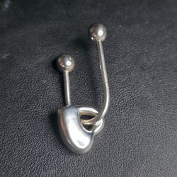 Sterling Silver Open Bypass Heart Ring Size 6.5 Puffed Heart Ball Ends