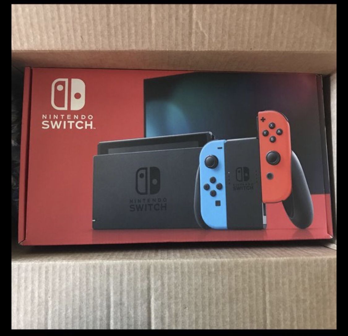 Brand New NINTENDO SWITCH Blue & Neon Red Joy Con