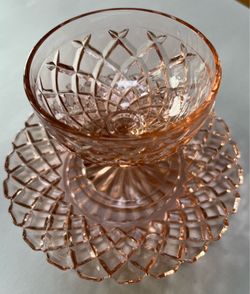 Pink depression ware sherbet glasses