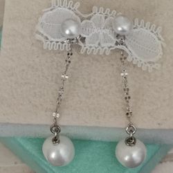 FW White Pearl Drop Earrings 