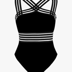 Women's Tummy Control Swimsuits Slimming One Piece Bathing Suits Front Crossover Swimwear（medium）