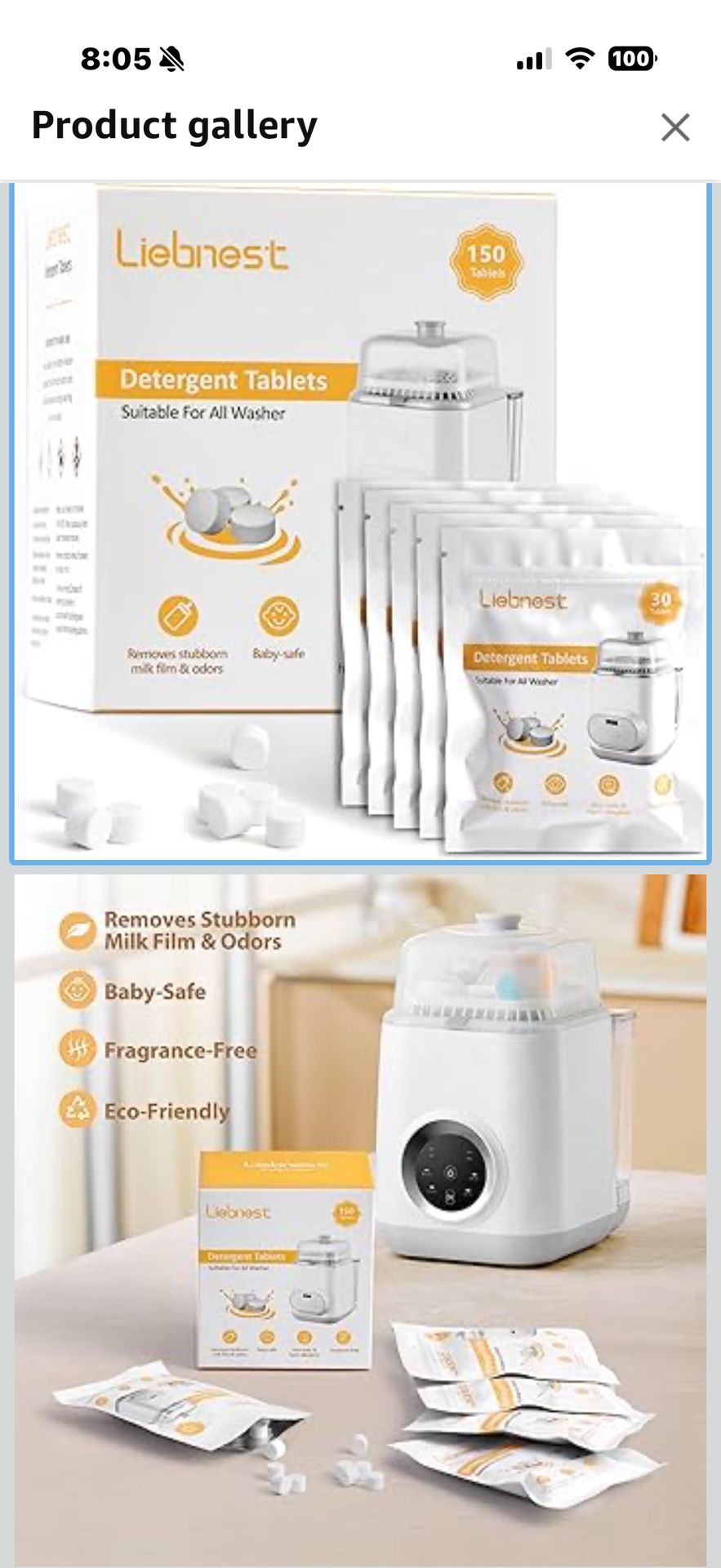 150Pcs Detergent Tablets for Baby Bottle Washer, Bottle Washer Tablets Compatible with Momcozy, Baby Brezza, Grownsy Bottle Washers, Safe & Residue Mi