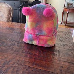 Girl’s Pink Backpack with Inside Pocket and Extra Zipped Pocket Outside, 10” Wide x 12” High X 6” Deep