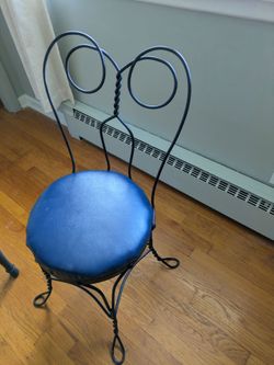 Antique Victorian Parlor Chair.  Wrought Iron & Reupholstered.