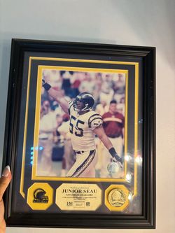 JUNIOR SEAU SANDIEGO  CHARGERS FRAMED COLLECTIBLE