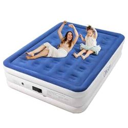 OhGeni Air Mattress Queen with Built in Pump,18 Inch Elevated Quick Inflation/Deflation Inflatable Bed,High Durability Blow Up Mattresses for Camping,