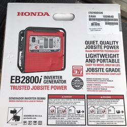 Generator Honda,   Quiet  2,800i,  2800w Portable 