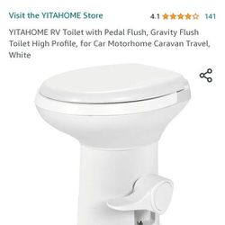 RV toilet YITAHOME YITAHOME RV Toilet with Pedal Flush, Gravity Flush Toilet High Profile, for Car Motorhome Caravan Travel, White