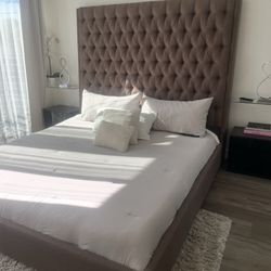 King Tufted Brown Bed Frame 