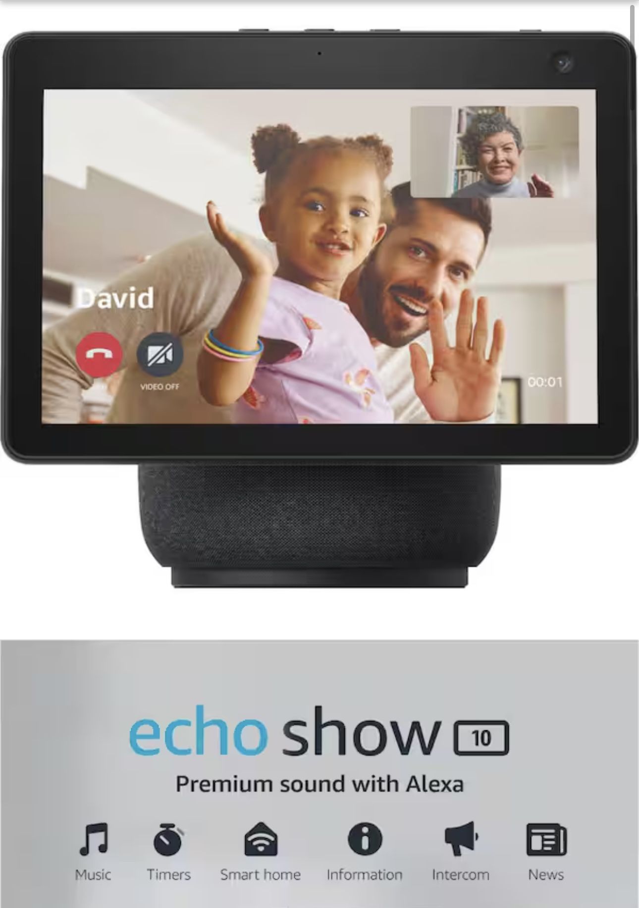 Amazon Echo Show 10 (3rd Gen) HD Smart Display with Motion and Alexa in Charcoal