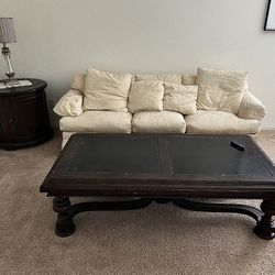 Sofa, coffee table, storage cabinet three-piece set