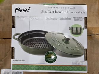Parini 8 in. Enameled Cast Iron Grill Pan with Lid