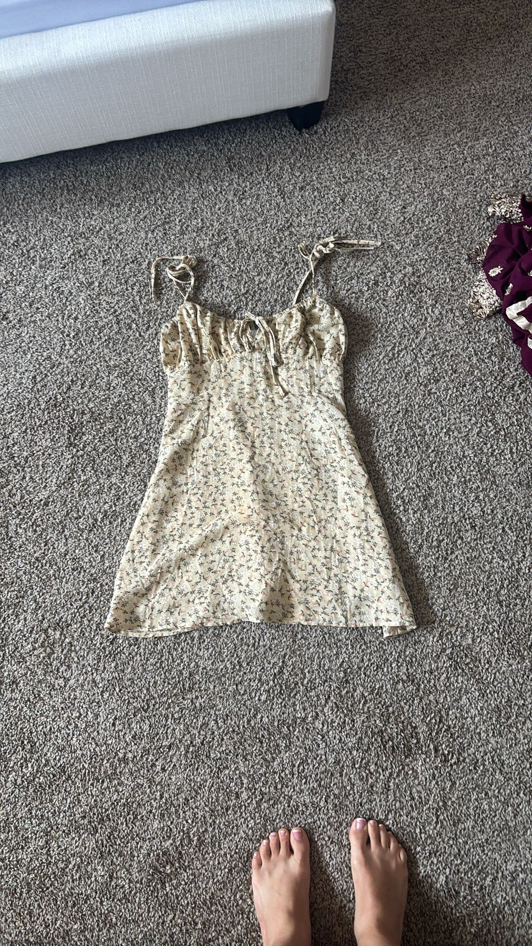$1 Yellow Mini Floral Dress