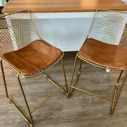 CB2 Counter Height Stools in Gold X 2