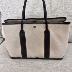 Hermes Garden Party 36 Canvas And Leather Tote - Full Set 