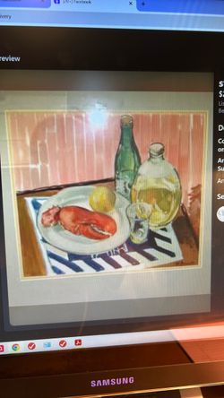Still Life Painting with Lobster and Bottles