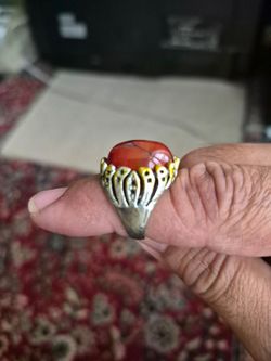Red agate stone ring