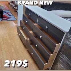 New white&grey 8 drawer dresser