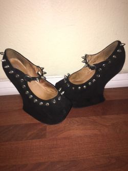 Jeffery Campbell studded suede cool heels sexy heels