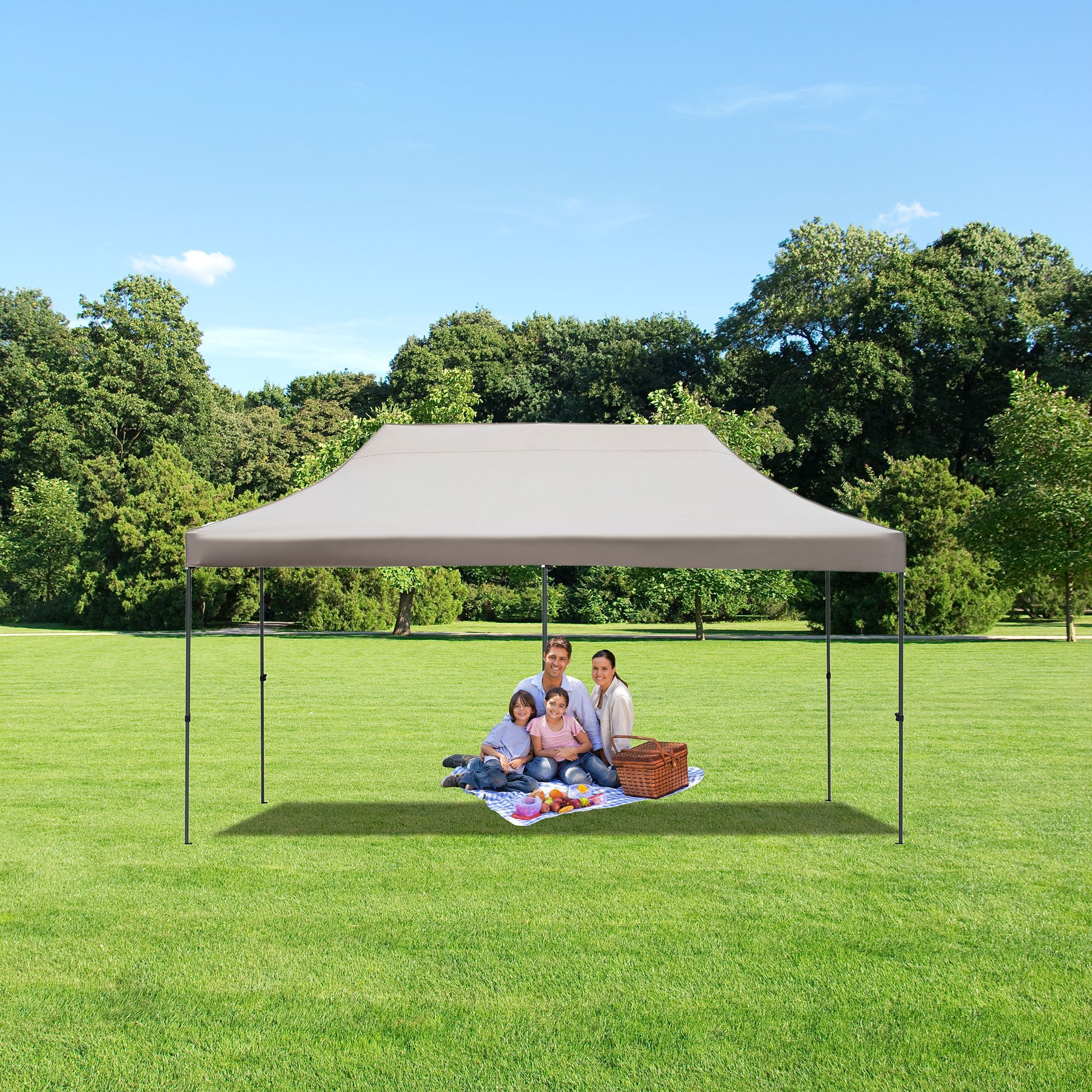 TREXM 10x20 Pop Up Canopy Tent with 6 Sidewalls, Heavy Duty Party Tent, UV and Waterproof Protection, 3 Height Adjustable Outdoor Canopy Tent with Rol Camping & Hiking