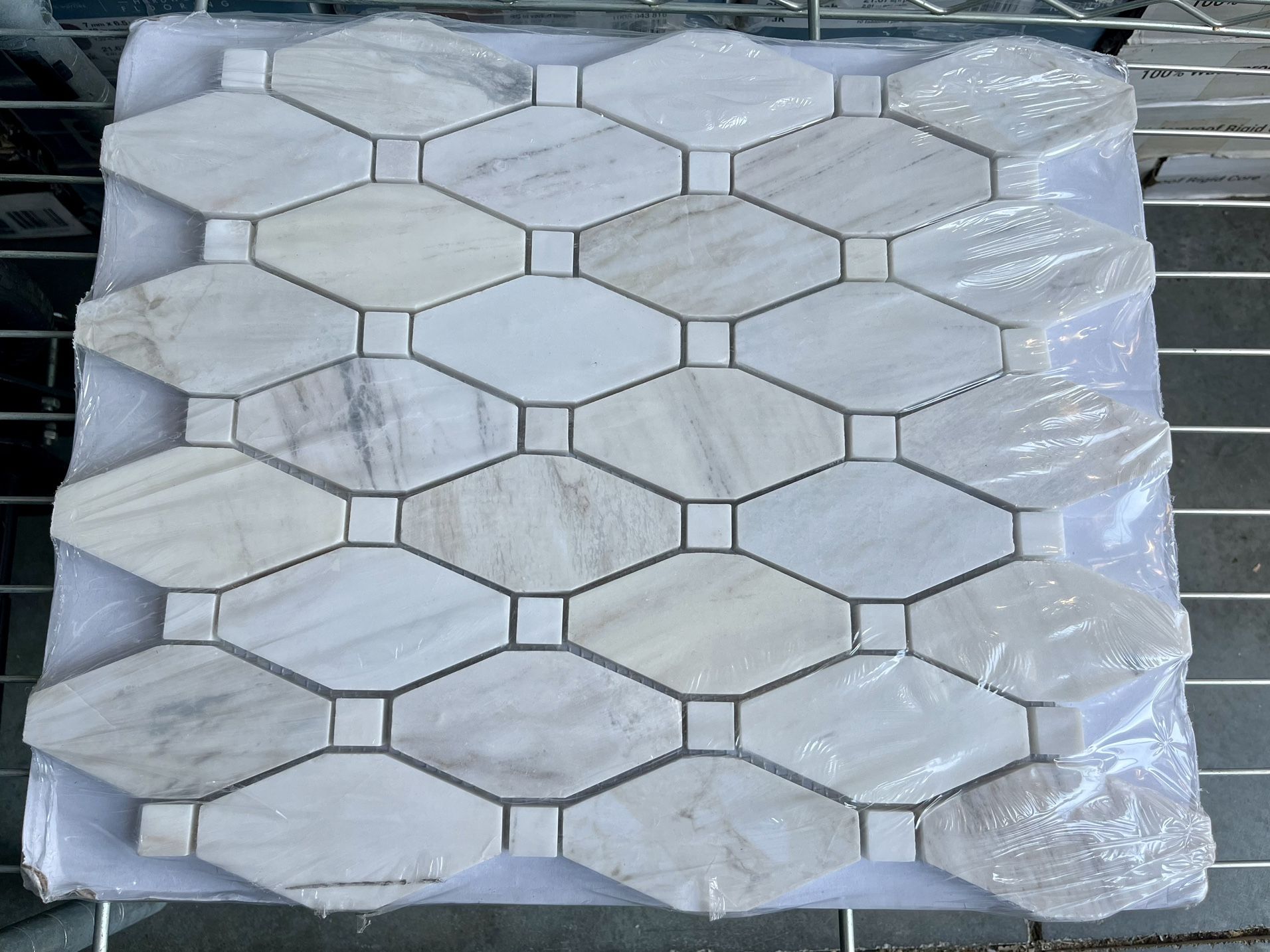 Angora Elongated Octagon 11.81in x 13.4in Polished Marble Look Floor & Wall Tile (10.1 sq.)
