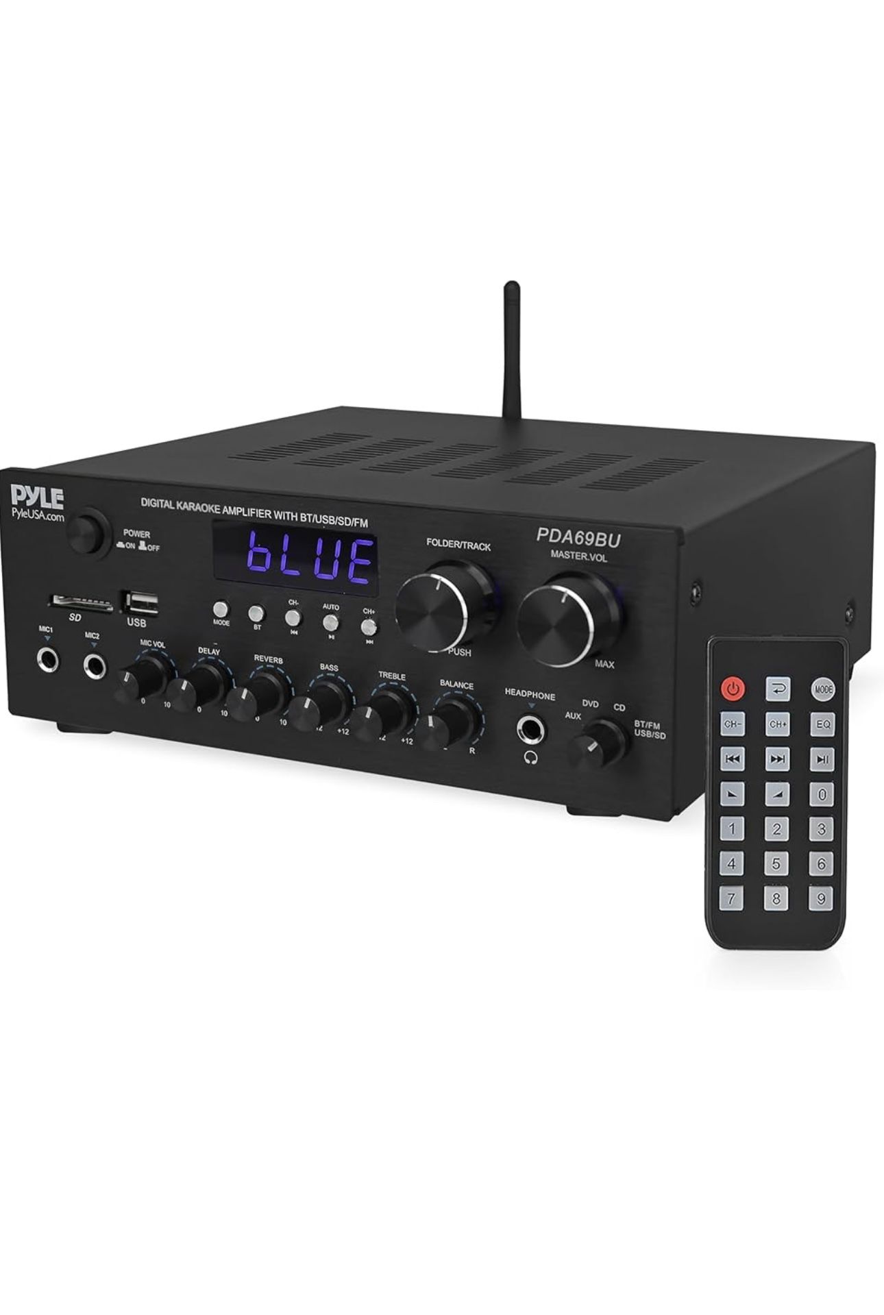 Pyle Stereo Amplifier Audio Receiver with Bluetooth Streaming, 200 Watt Peak, 2.0 Channel HiFi Sound System with MP3/USB/SD/FM Radio, RCA/Aux Inputs, 