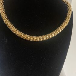 Vintage Monet 1980’s Tube Textured Rare Find Gold Tone Chocker Necklaces 